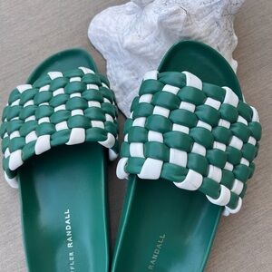 Loeffler Randall Green and White Braided Sandals